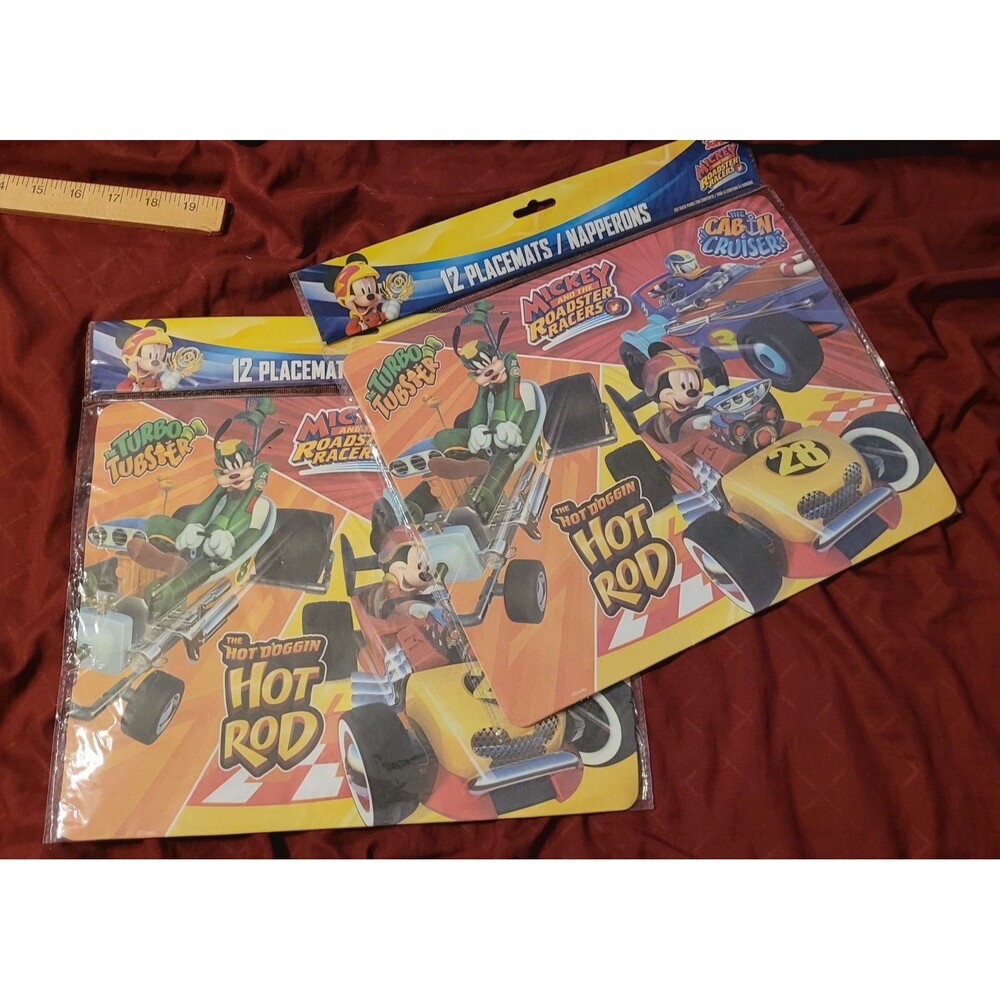 2 Sets Disney Junior Mickey ( Mouse ) And The Roadster Racers  Placemats 12 Ct